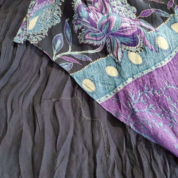 Lola P Floral Maxi Asymmetrical Handkerchief Flowy Dress Size Medium - Picture 11 of 13